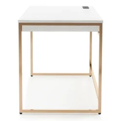 Paylen 2 Drawer Desk With USB Port White/Copper - MiBasics -Homcom Furniture Shop GUEST 31d06e64 3c94 479b a35d 48f4c17f6861