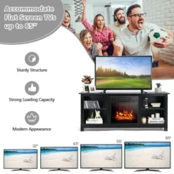 Costway 58'' 2-Tier Fireplace TV Stand W/18'' 1400W Electric Fireplace 65'' -Homcom Furniture Shop GUEST 32f0e45a c1ce 4dad a1d9 7f1ecdfc96ac