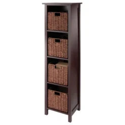 55.98" 5pc Milan Storage Shelf With Baskets Walnut - Winsome -Homcom Furniture Shop GUEST 337396c2 602c 41ac 82e9 4082efc08a7a