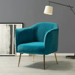 Velvet Barrel Chair With Goden Base Contemporary And Classic Velvet Accent Chair For Living Room | Karat Home -Homcom Furniture Shop GUEST 337793fa 5235 48fb abb0 378f34562bdc
