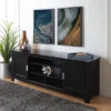 Sliding Door Transitional Wood Storage TV Stand For TVs Up To 80" Black - Saracina Home -Homcom Furniture Shop GUEST 33becb56 05dc 423e a6f8 7c70aa6e23f1