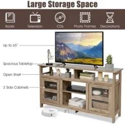 Costway 58'' TV Stand Entertainment Console Center W/ 2 Cabinets Up To 65'' GreyBlackWalnut -Homcom Furniture Shop GUEST 3417d174 06a5 49d9 a0f7 c77be2e5bb52