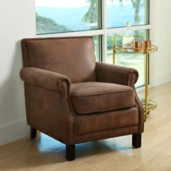 Adaline Antique Fabric Club Chair Brown - Abbyson Living