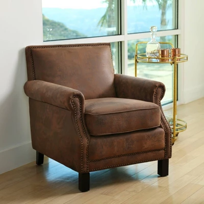 Adaline Antique Fabric Club Chair Brown - Abbyson Living 3 Adaline Antique Fabric Club Chair Brown - Abbyson Living