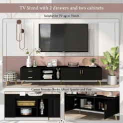 Modern TV Stand For TVs Up To 77'' With 5 Champagne Legs-ModernLuxe -Homcom Furniture Shop GUEST 354bc7d9 f6e5 42fb a5eb 4b149074ed6b