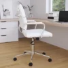 Merrick Lane Ergonomic Swivel Office Chair Panel Style Mid-Back Computer Desk Chair With Padded Metal Arms & Base -Homcom Furniture Shop GUEST 35dd5b9e c3fa 4d4f a07f 5e25420c4034