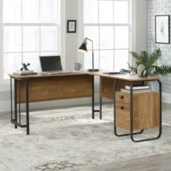 Station House L-Shape Desk Etched Oak - Sauder