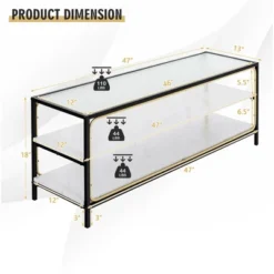 Costway 3-Tier TV Stand Entertainment Center For TV's Up To 50'' W/ Tempered Glass Top -Homcom Furniture Shop GUEST 36791d41 9932 434c ba69 71e101f72671