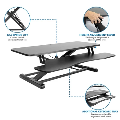 Mount-It! Standing Desk Converter | Height Adjustment From 4.3" To 19.9" | 37 Lbs. Weight Capacity | Black 5 Mount-It! Standing Desk Converter | Height Adjustment From 4.3" To 19.9" | 37 Lbs. Weight Capacity | Black - Image 3