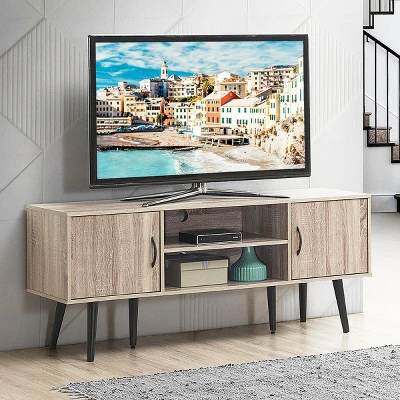 Costway TV Stand Entertainment Center For TV's Up To 65'' W/ Storage Cabinets & Wood Legs 4 Costway TV Stand Entertainment Center For TV's Up To 65'' W/ Storage Cabinets & Wood Legs - Image 2