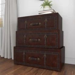 Traditional Faux Leather And Wood Chest Brown - Olivia & May -Homcom Furniture Shop GUEST 39b4c579 1fc4 4295 933d c631976d22c0