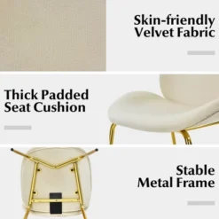 Costway Set Of 2 Velvet Accent Chairs Dining Side Chairs W/Gold Metal Legs Pink/Beige/Green/Grey -Homcom Furniture Shop GUEST 3a0e5f74 bed4 480d a89a 07057e12e1ca