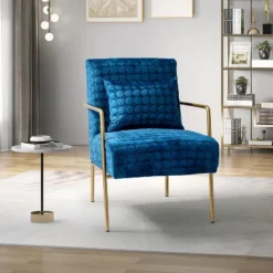 Javier Upholstered Armchair With Metal Legs And Lumbar Pillow For Living Room | ARTFUL LIVING DESIGN -Homcom Furniture Shop GUEST 3b8ec2da 6210 4aff 8389 3529c1df6b6a