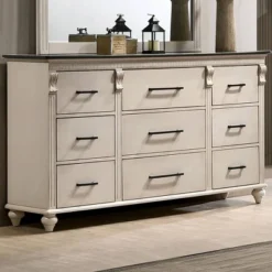 Nyes 9 Drawers Dresser Antique White/Walnut - HOMES: Inside + Out