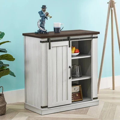 32" TV Stand For TVs Up To 40" Saw Cut Off White With Dark Walnut Desktop - Home Essentials 4 32" TV Stand For TVs Up To 40" Saw Cut Off White With Dark Walnut Desktop - Home Essentials - Image 2