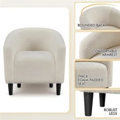 Yaheetech Upholstered Armchair Accent Barrel Chair Ivory 11 Yaheetech Upholstered Armchair Accent Barrel Chair Ivory -Homcom Furniture Shop GUEST 3d82a07e f7d6 4a18 a865 7d03d83e623d