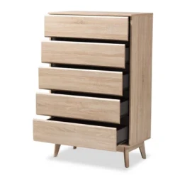 Mirren Light Oak 5 Drawer Chest Brown/Dark Gray - Baxton Studio -Homcom Furniture Shop GUEST 40695f3a 3ce1 4bf7 9207 61e59ee24e42