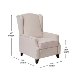 Emma And Oliver Fabric Upholstered Easy Push Back Recliner - Classic Wingback Design With Nailhead Accent Trim And Footrest -Homcom Furniture Shop GUEST 40e5f3be 1f80 4357 a5df af2f79a184bb