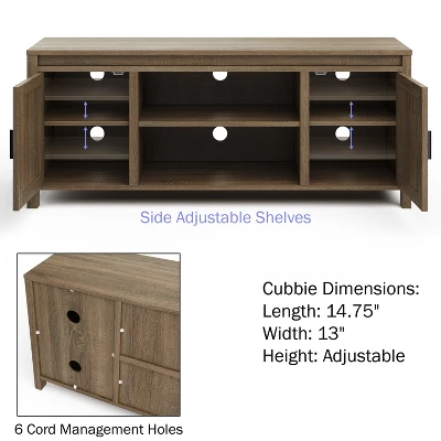 65-inch TV Stand – 2-Door Entertainment Center, Adjustable Media Console Shelves, Cable Management And Farmhouse Style By Lavish Home (Gray Woodgrain) 4 65-inch TV Stand – 2-Door Entertainment Center, Adjustable Media Console Shelves, Cable Management And Farmhouse Style By Lavish Home (Gray Woodgrain) - Image 2