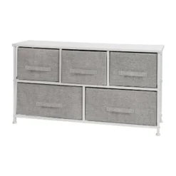 Flash Furniture 5 Drawer Wood Top Cast Iron Frame Storage Dresser With Easy Pull Fabric Drawers -Homcom Furniture Shop GUEST 415e071b c464 417e a26a aaec1a626e5c