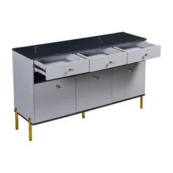 Contemporary Dressing Table With LED Lights And Marble Top, Gray - ModernLuxe -Homcom Furniture Shop GUEST 41b17506 e36b 4d06 bfc8 cc7c08a16e60