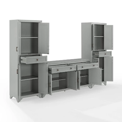 3pc Tara Entertainment Set With Closed Storage Distressed Gray - Crosley 8 3pc Tara Entertainment Set With Closed Storage Distressed Gray - Crosley - Image 6