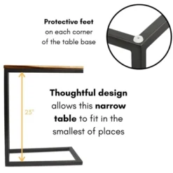 BirdRock Home Acacia Wood TV Tray C Shaped Side Table