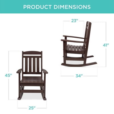 Best Choice Products All-Weather Rocking Chair, Indoor Outdoor HDPE Porch Rocker W/ 300lb Weight Capacity 8 Best Choice Products All-Weather Rocking Chair, Indoor Outdoor HDPE Porch Rocker W/ 300lb Weight Capacity - Image 6