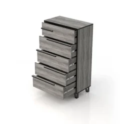 Mericalo 5 Drawer Staggered Chest Vintage Gray Oak - MiBasics -Homcom Furniture Shop GUEST 46c61617 d9d8 482e a78b c9a5580c176f