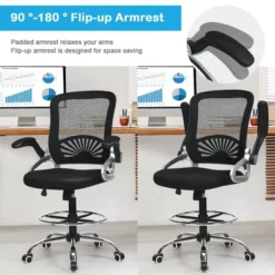 Costway Mesh Drafting Chair Mid Back Office Chair Adjustable Height Flip-Up Arm Black 16 Costway Mesh Drafting Chair Mid Back Office Chair Adjustable Height Flip-Up Arm Black -Homcom Furniture Shop GUEST 471629bb 1a73 49d8 86c7 2dab866ad423