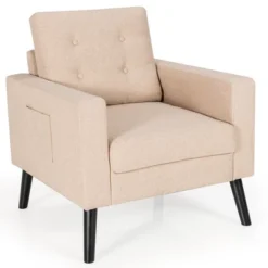 Modern Accent Armchair Upholstered Single Sofa Chair W/ 2-Side Pockets NavyBeigeGrey -Homcom Furniture Shop GUEST 4a903ae0 0b04 45b7 9e26 590ecc7dc57d