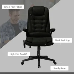 HOMCOM 6 Point Vibrating Massage Office Chair With Heat, Linen High Back Executive Office Chair With Reclining Backrest, Armrests -Homcom Furniture Shop GUEST 4c8bb64d be30 4d11 9b9f 204f28563ca5
