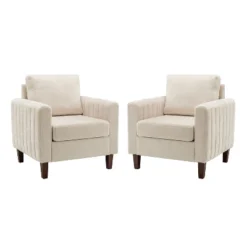 Set Of 2 Deionides Tufted Wooden Upholstered Comfy Club Chair For Bedroom And Living Room With Wood Legs Comfy Club Chair For Bedroom With Wood Legs | ARTFUL LIVING DESIGN -Homcom Furniture Shop GUEST 4d9ea030 948f 454c 9bc6 9c94917213f2