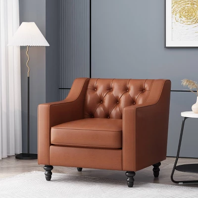 Furman Contemporary Tufted Club Chair Cognac - Christopher Knight Home 3 Furman Contemporary Tufted Club Chair Cognac - Christopher Knight Home