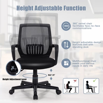 Costway Mesh Office Chair Height Adjustable Executive Chair W/ Lumbar Support 9 Costway Mesh Office Chair Height Adjustable Executive Chair W/ Lumbar Support - Image 7
