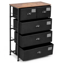 Costway 5 Drawer Dresser Fabric Storage Tower Organizer Unit Sturdy Steel Frame -Homcom Furniture Shop GUEST 521080b3 1a1f 47fb bf44 b451c201ea97