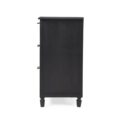 Newell Rustic Acacia Wood And Cane 3 Drawer Dresser Dark Gray - Christopher Knight Home 4 Newell Rustic Acacia Wood And Cane 3 Drawer Dresser Dark Gray - Christopher Knight Home - Image 2