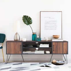 TV Stand Media Center Storage Cabinet & Shelf Hold Up To 60''TV W/ Metal Leg -Homcom Furniture Shop GUEST 53ba50b6 bd1a 452e 9166 24cc421f7b81