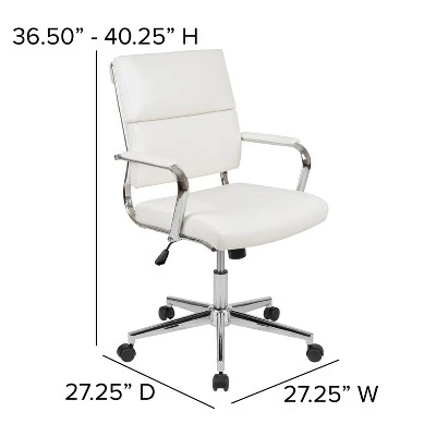 Merrick Lane Ergonomic Swivel Office Chair Panel Style Mid-Back Computer Desk Chair With Padded Metal Arms & Base 13 Merrick Lane Ergonomic Swivel Office Chair Panel Style Mid-Back Computer Desk Chair With Padded Metal Arms & Base - Image 11