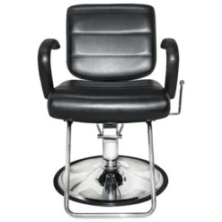 PureSana Chromium Vinyl Kyler 360 Degree Professional All Purpose Salon Chair With Adjustable Reclining Mechanism And Rotational Lock, Black