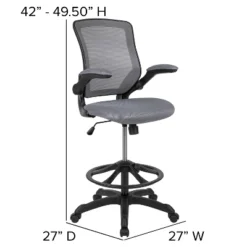 Flash Furniture Mid-Back Mesh Ergonomic Drafting Chair With Adjustable Foot Ring And Flip-Up Arms -Homcom Furniture Shop GUEST 54833c09 37b8 406d b397 b143e7548d6b