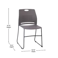 Emma And Oliver Heavy Duty 660 Lb. Capacity Ergonomic Polypropylene Stack Chair With Perforated Back And Steel Sled Base -Homcom Furniture Shop GUEST 5586c882 a7c3 429f 8381 371aa72134b8