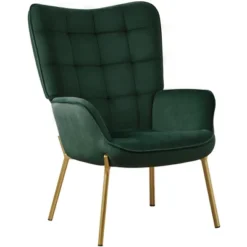 Yaheetech Velvet Upholstered Accent Chair With Tufted High Back Metal Legs For Living Room -Homcom Furniture Shop GUEST 559a07f3 e082 40af 9ed1 66e230eb97e6