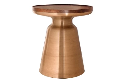 Inmod Willa Wood Side Table Gold/Walnut 4 Inmod Willa Wood Side Table Gold/Walnut - Image 2
