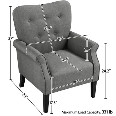 Yaheetech Fabrics Upholstered Accent Chair Arm Chair For Living Room 5 Yaheetech Fabrics Upholstered Accent Chair Arm Chair For Living Room - Image 3