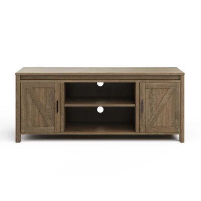 65-inch TV Stand – 2-Door Entertainment Center, Adjustable Media Console Shelves, Cable Management And Farmhouse Style By Lavish Home (Gray Woodgrain) 9 65-inch TV Stand – 2-Door Entertainment Center, Adjustable Media Console Shelves, Cable Management And Farmhouse Style By Lavish Home (Gray Woodgrain) - Image 7