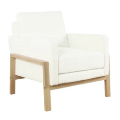 Wood Frame Accent Chair Cream Boucle - HomePop