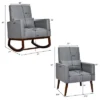 2-in-1 Fabric Upholstered Rocking Chair Nursery Armchair With Pillow Dark Grey