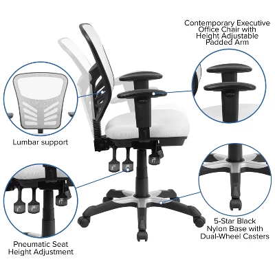 Flash Furniture Mid-Back Mesh Multifunction Executive Swivel Ergonomic Office Chair With Adjustable Arms 4 Flash Furniture Mid-Back Mesh Multifunction Executive Swivel Ergonomic Office Chair With Adjustable Arms - Image 2