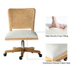 Crisolina Office Task Chair With Rattan Back Height-adjustable Computer Desk Chair Swivel | Karat Home-Linen -Homcom Furniture Shop GUEST 58d132ca 9f4a 4cd6 ab08 05aa9bcc0097